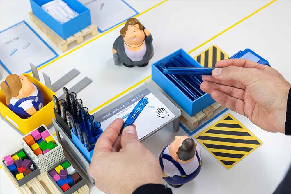 Hands-on process improvement exercise with a model workplace